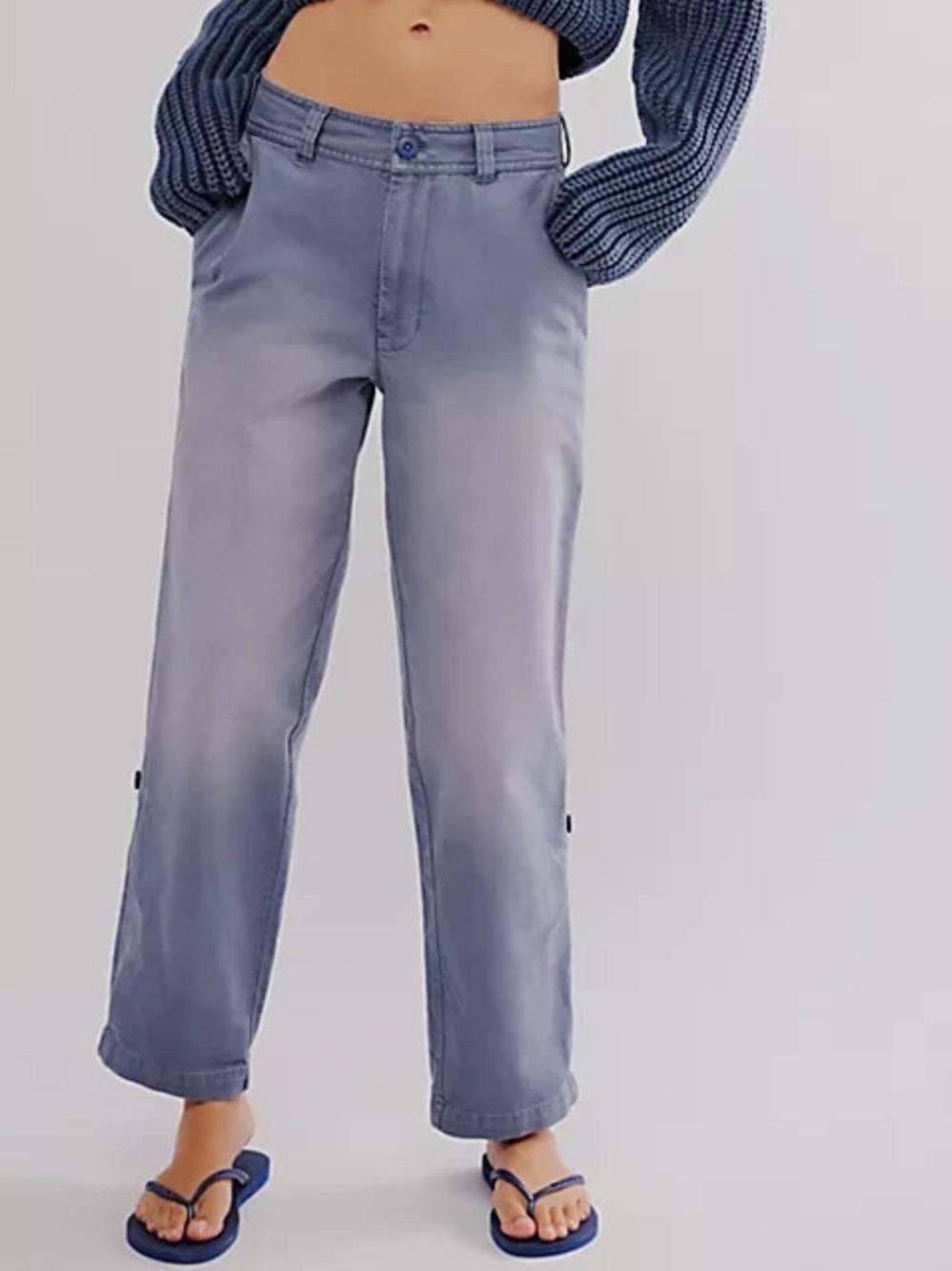 Free People Cleo Washed Chino Blue Pant